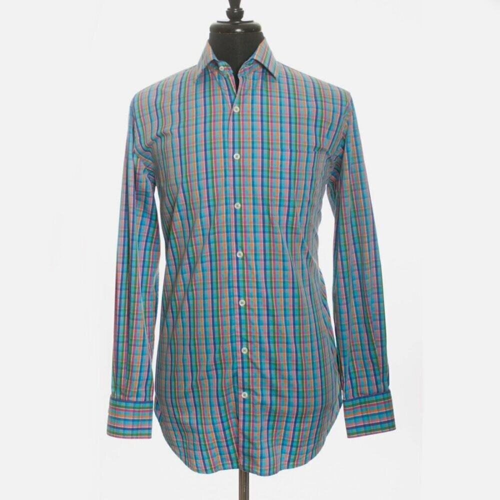 Peter Millar Shirt Mens XXL Weekender Finish Plaid Button Down Multicolor Eclect